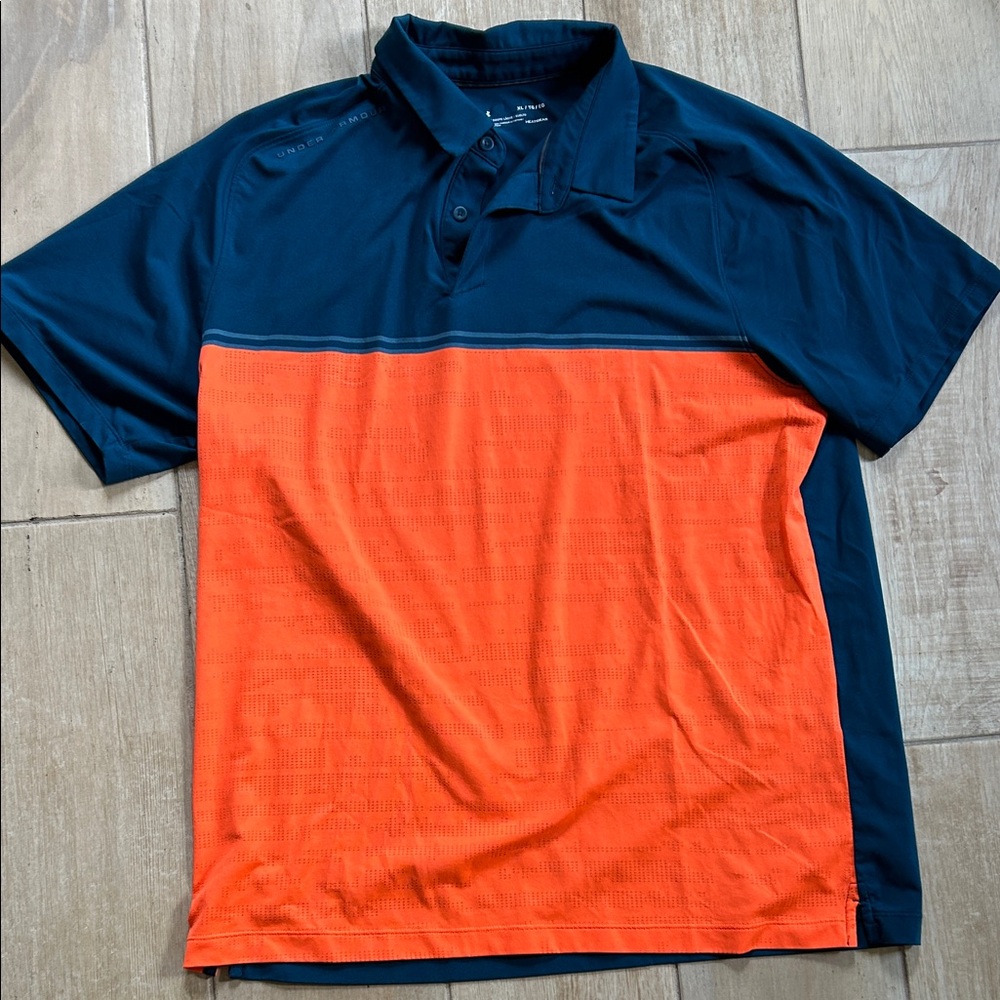 Under Armour Dark Blue and Bright Orange Polo